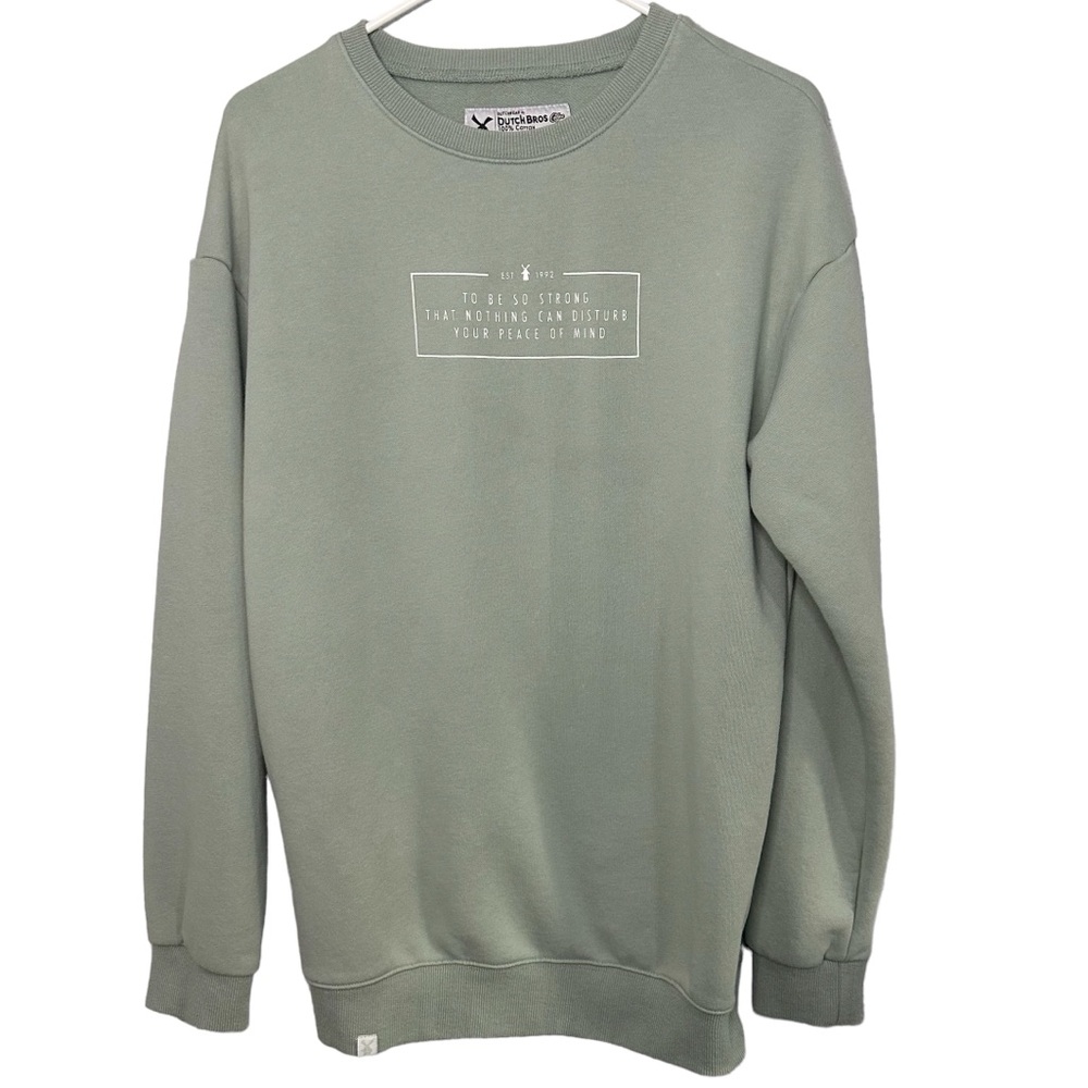 Dutch Bros Light Mint MEDIUM Oversized Crewneck Sweatshirt “To Be So Strong..”